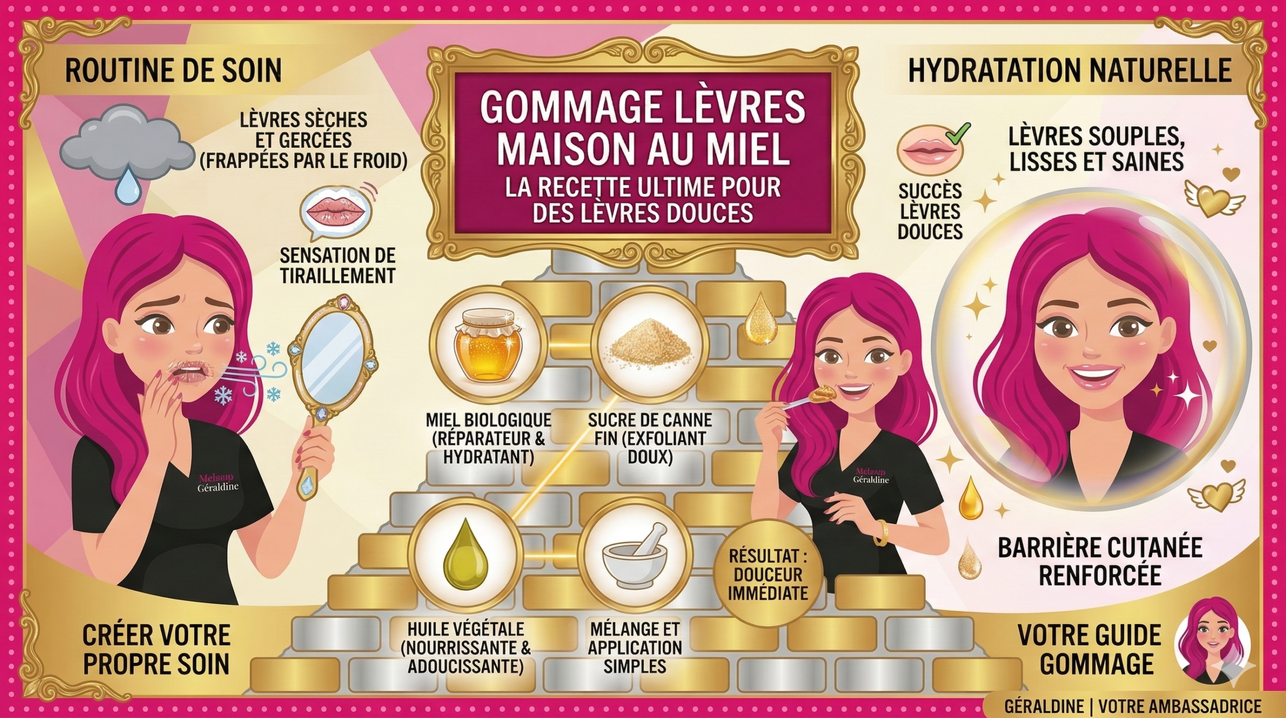 Gommage lèvres maison au miel : lèvres douces en 2 min